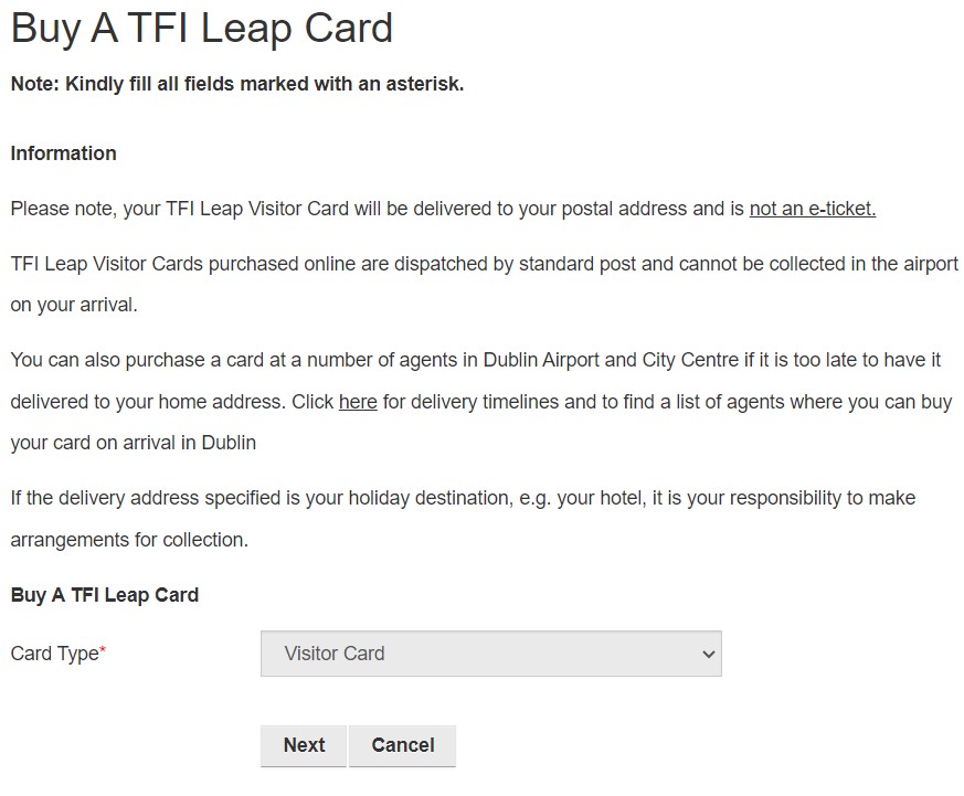 Leap Visitor Card Ireland